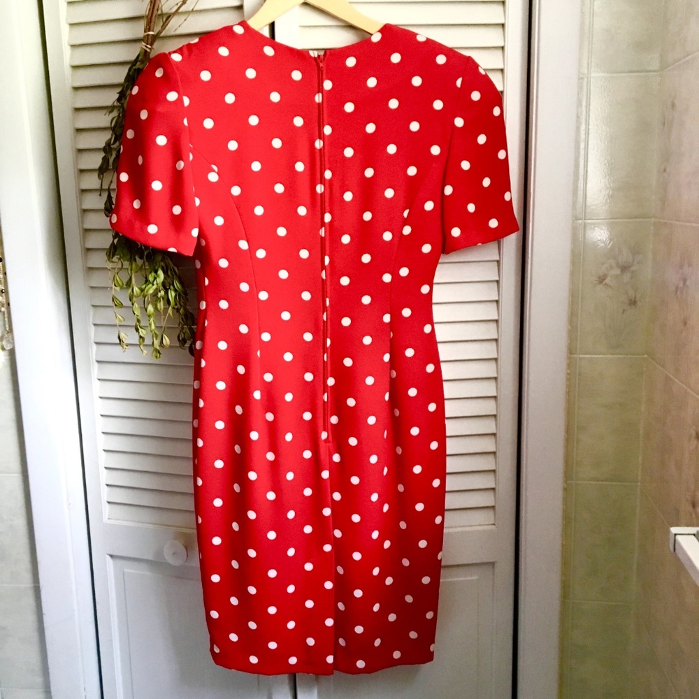 {Vintage Ms Chaus} Red & White Polka Dot Dress, 6 - Picture 7 of 8
